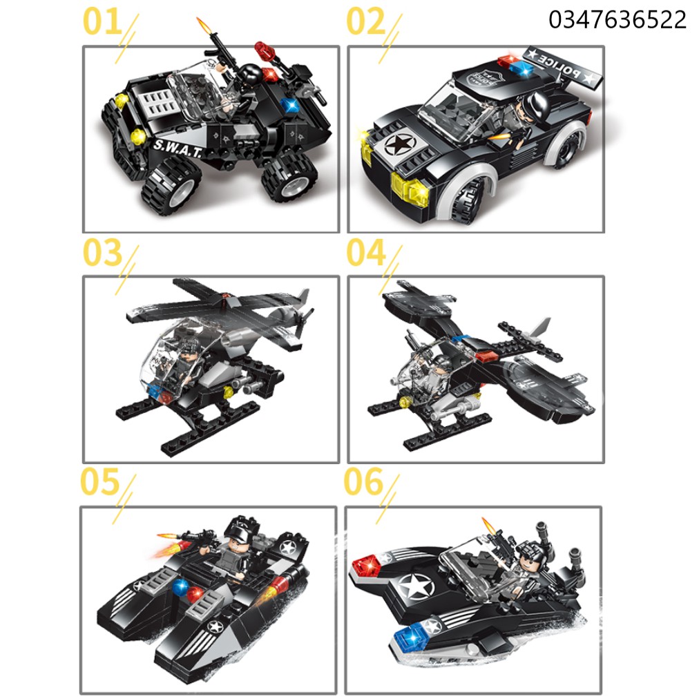 [800 CHI TIẾT] ĐỒ CHƠI XẾP HÌNH LEGO TRỰC THĂNG, LEGO OTO SWAT, LEGO Cảnh Sát, LEGO ROBOT, Lego Máy Bay