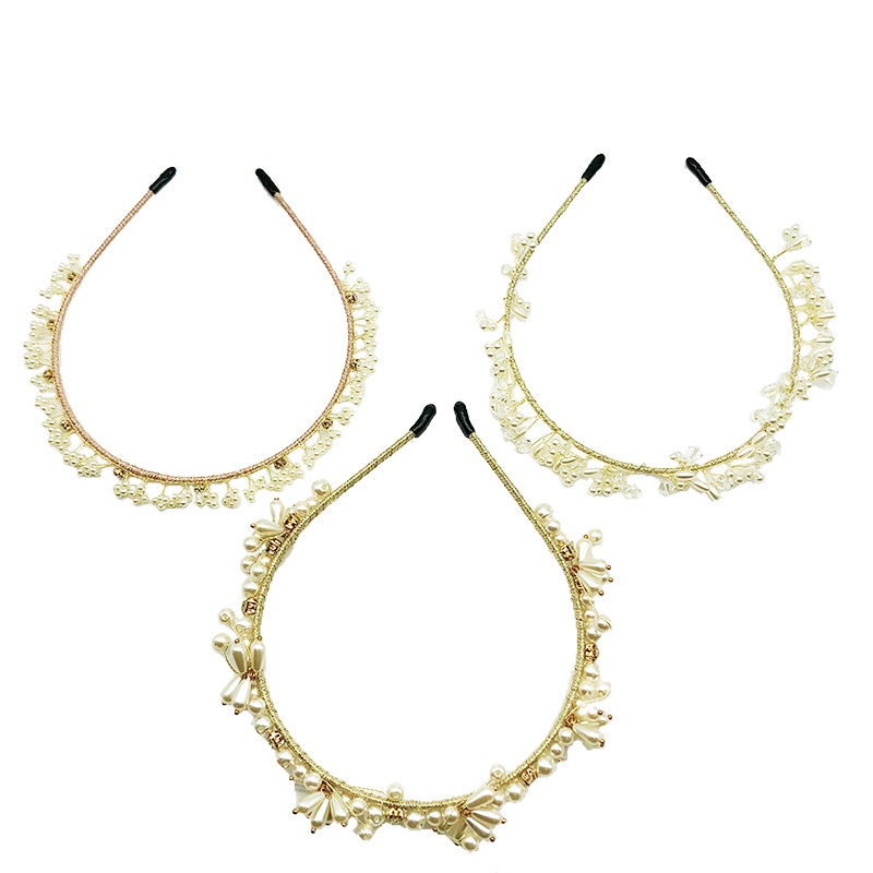 Băng Đô Cài Tóc Hình Hoa Đính Ngọc Trai Nhân Tạo Thời Trang Cho Cô Dâu