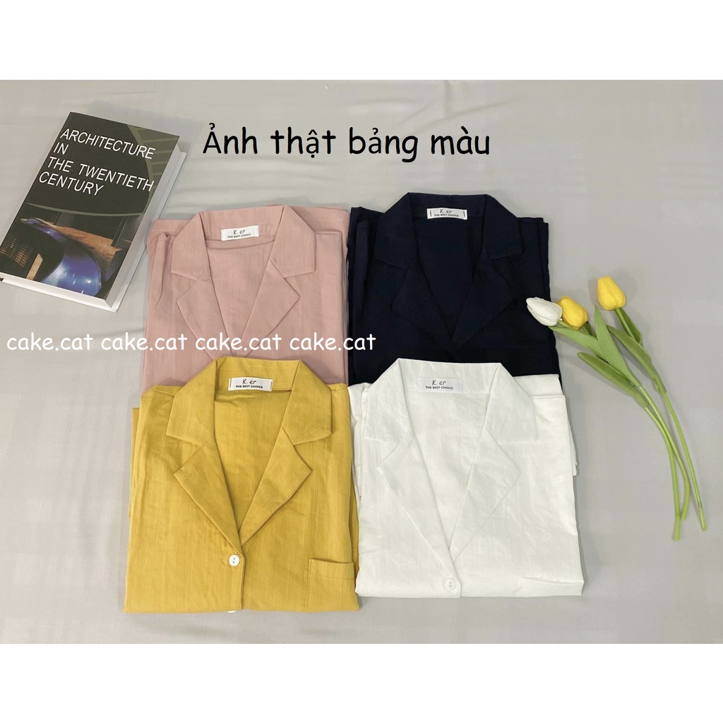 [HÀNG CÓ SẴN/ ẢNH THẬT] Áo Sơ Mi Cổ V Chất Đũi Cộc Tay4 Màu Ulzzang