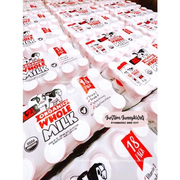 Sữa Tươi Hữu Cơ A2 Organic Whole Milk - Mỹ vị nguyên kem 240ml [ Hàng Air - Date mới nhất ]