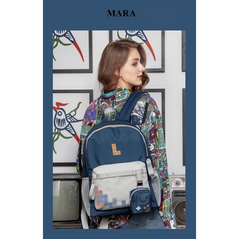 Balo họa tiết xếp gạch bắt mắt Maroon