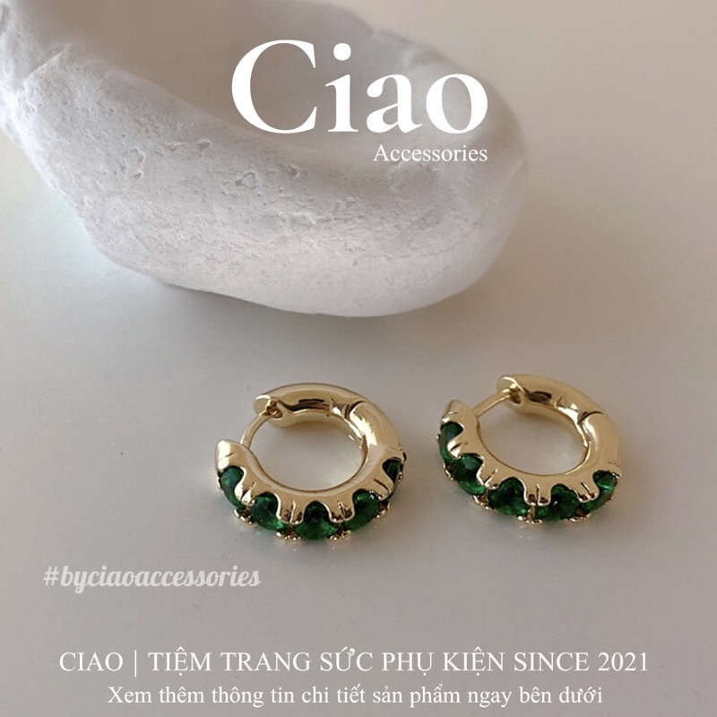 [TRENDY] Khuyên tai/ Bông tai mạ bạc S925 thiết kế đính đá sang trọng Christabel Ciao