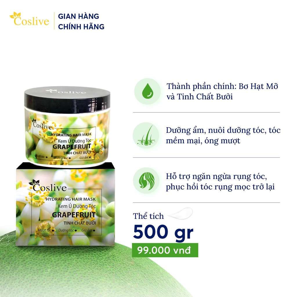 Ủ Dưỡng Tóc Tinh Chất Bưởi COSLIVE 500g