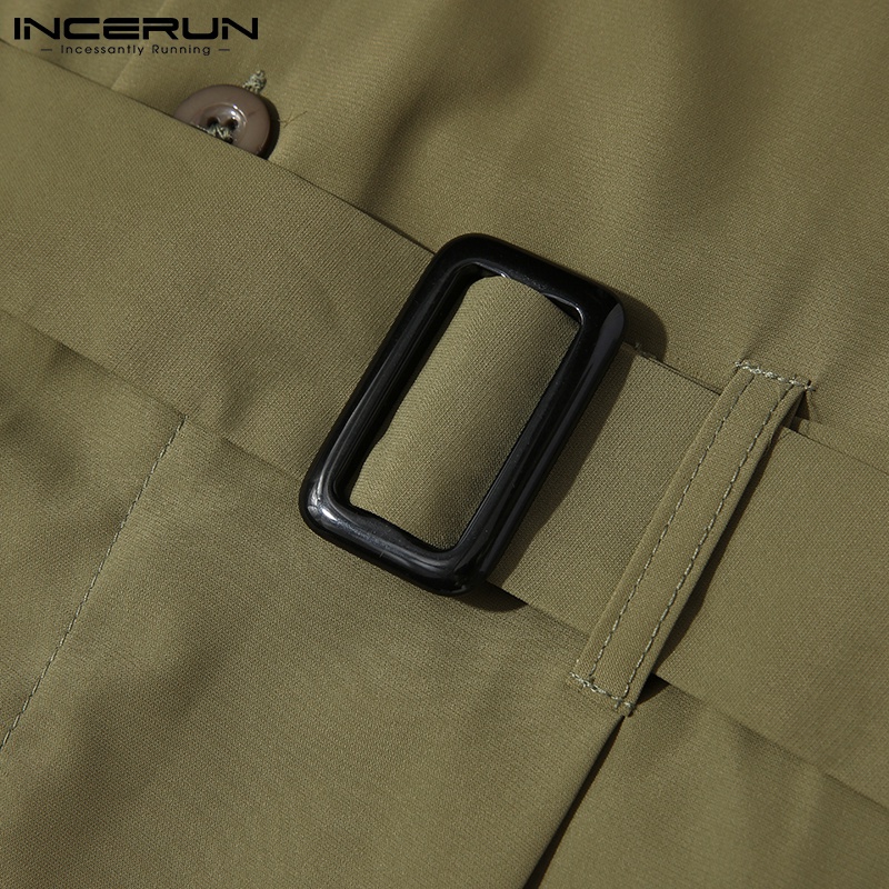 Bộ áo liền quần INCERUN dành cho nam thiết kế cổ chữ V không tay dáng rộng trơn màu phong cách đường phố