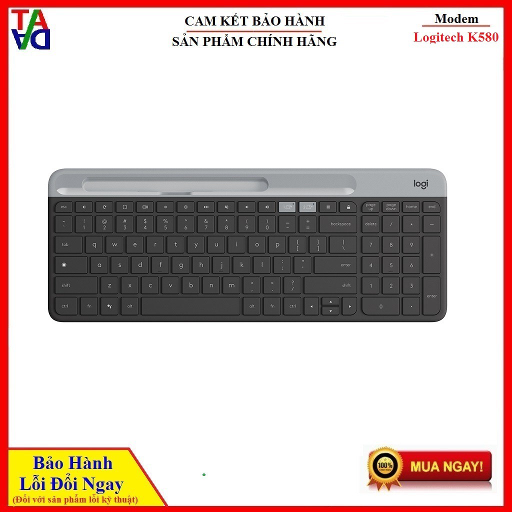 Bàn phím không dây Bluetooth Logitech K580  Slim Multi device - hàng chính hãng - Bảo hành 12 tháng 1 đổi 1