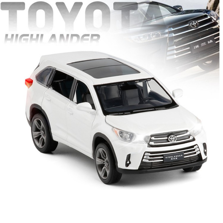 Xe mô hình ô tô Toyota High Lander tỉ lệ 1:32 xe đồ chơi trẻ em bằng sắt xe chạy cót có âm thanh và đèn