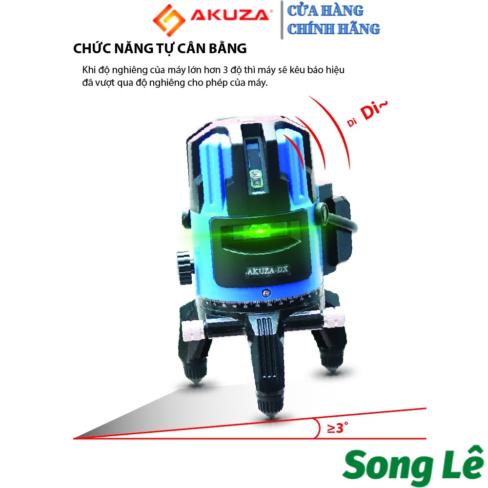 [HCM] Máy cân mực AKUZA 5 tia xanh (màu XANH DƯƠNG, phím CẢM ỨNG) FULL PHỤ KIỆN