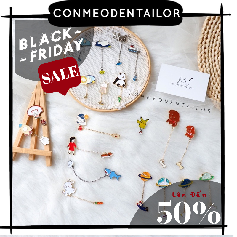 Ghim cài có dây trang trí balo túi áo CONMEODENTAILOR