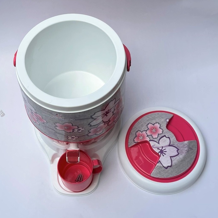 Bình đá giữ nhiệt tròn có vòi Lucky giữ lạnh lâu, chống bám bẩn, không chứa BPA dung tích sử dụng 9L nhựa pp chính phẩm