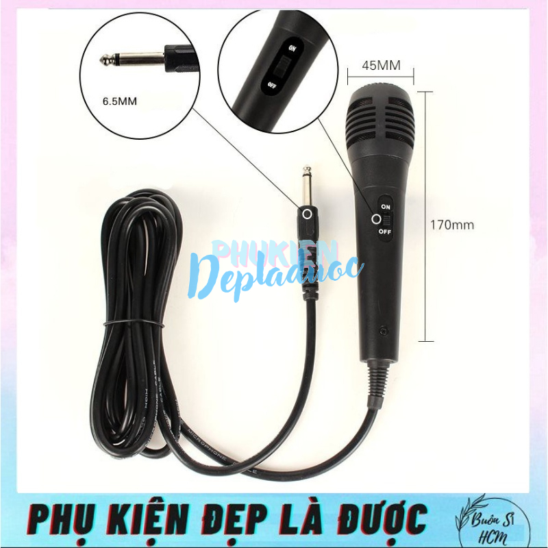 Micro có dây karaoke jack 6.5mm nhỏ gọn dùng được cho nhiều loại loa, âm thanh hay.