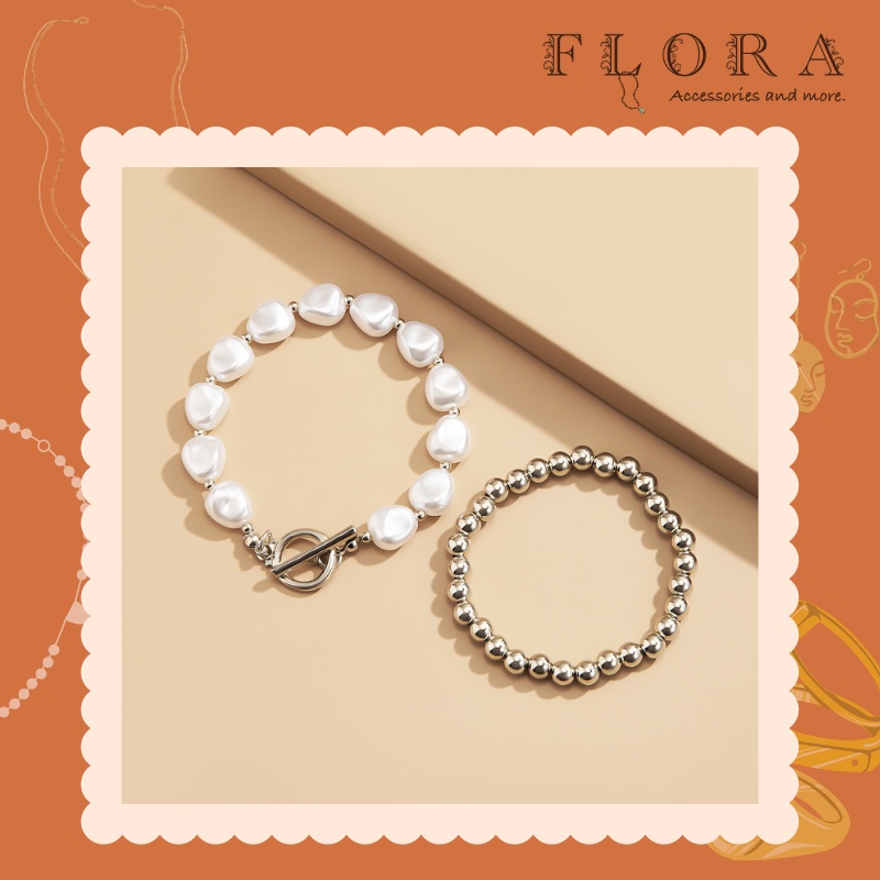 Set 2 vòng tay trendy chuỗi ngọc - Flora