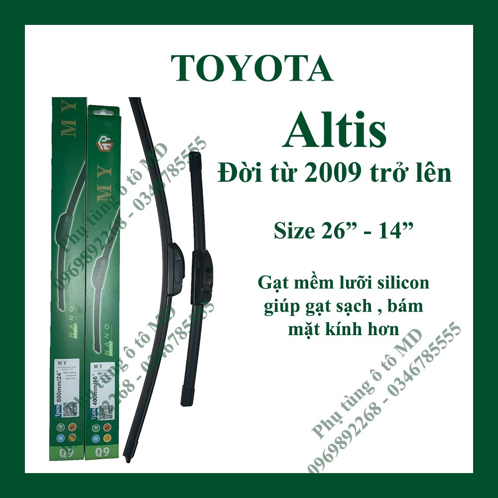 Gạt mưa Toyota Altis các đời và Gạt mưa các dòng xe khác của Toyota: Avalon, Camry, Fortuner, Hilux