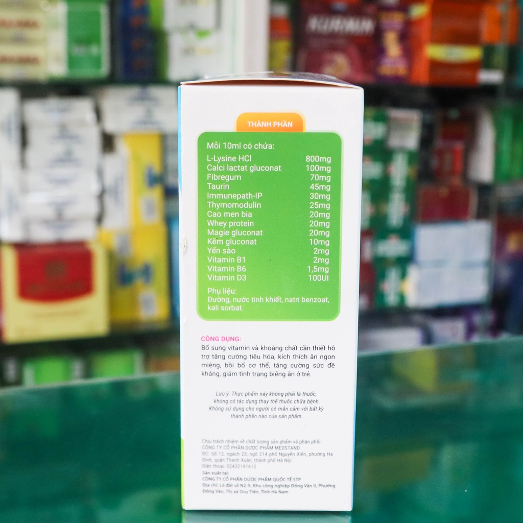 MEDSTAND NAMY GOLD SIRO -Bổ sung vitamin và khoáng chất, kích thích ăn ngon miệng, giảm tình trạng biếng ăn ở trẻ 20 ống