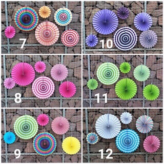 Quạt Giấy Trang Trí Set 6 Cái