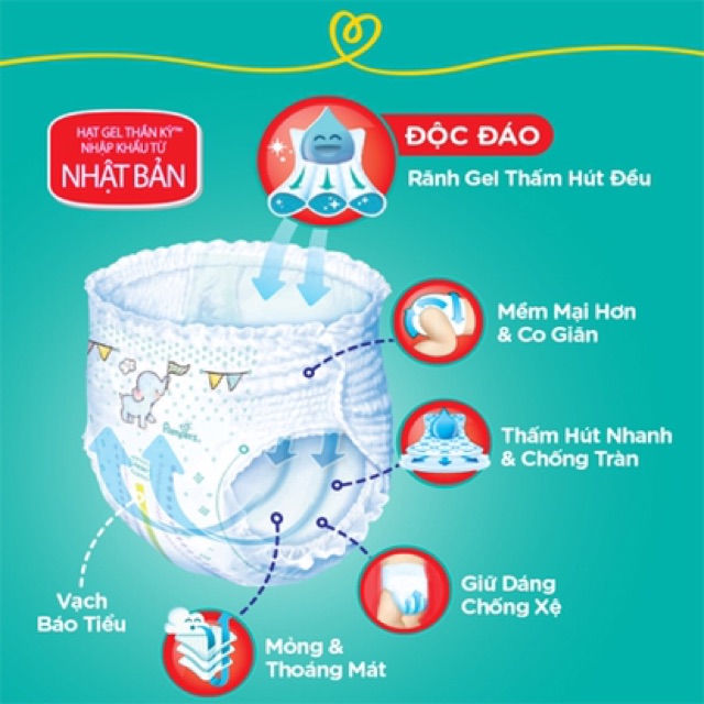 Bỉm Pampers tã quần  giữ dáng mới M40/ L36/ XL 32 /XXL 28/ NBS56