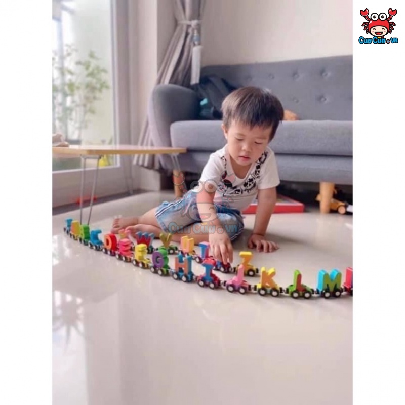 Đoàn tàu nam châm chữ và số cho bé, đồ chơi gỗ đoàn tàu chữ số nam châm giáo dục sớm thông minh giáo cụ Montessori Stem