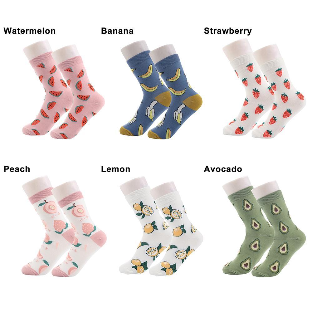 Susans Vớ Cotton Mùa Hè Họa Tiết Bơ Đào Dâu Chanh Đường Phố