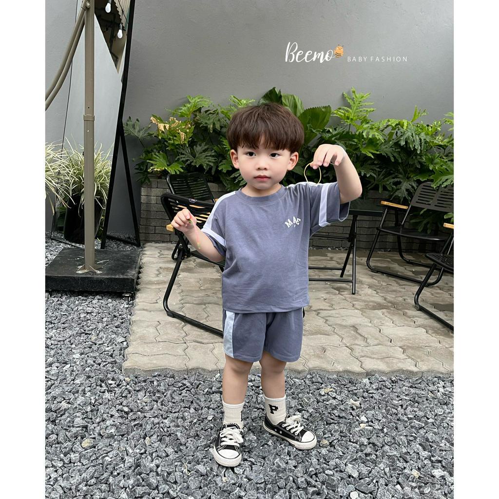 Set bộ quần áo Beemo cộc tay in chữ MADE cá tính mặc hè chất liệu cotton co giãn, mềm mịn cho bé 1 - 7 tuổi 23098B