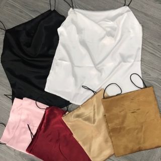Áo hai dây cổ đổ phi lụa cao cấp Ula top áo 2 dây cổ đổ phi lụa hàng thiết kế đẹp