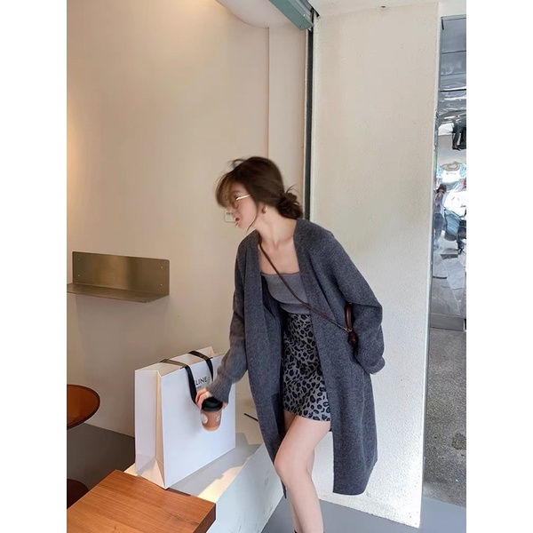 Autumn New Korean Áo khoác len nữ dài mới thu đông 2021 len dệt kim giản dị. | BigBuy360 - bigbuy360.vn