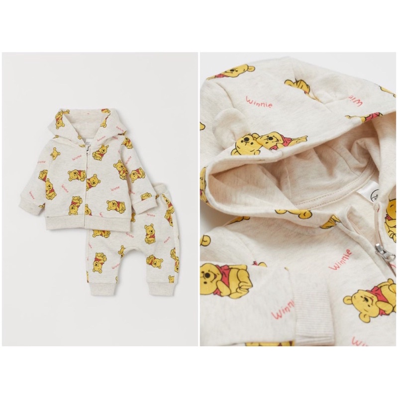 Set bộ quần áo khoác hình gấu pooh cho bé trai hàng chính hãng
