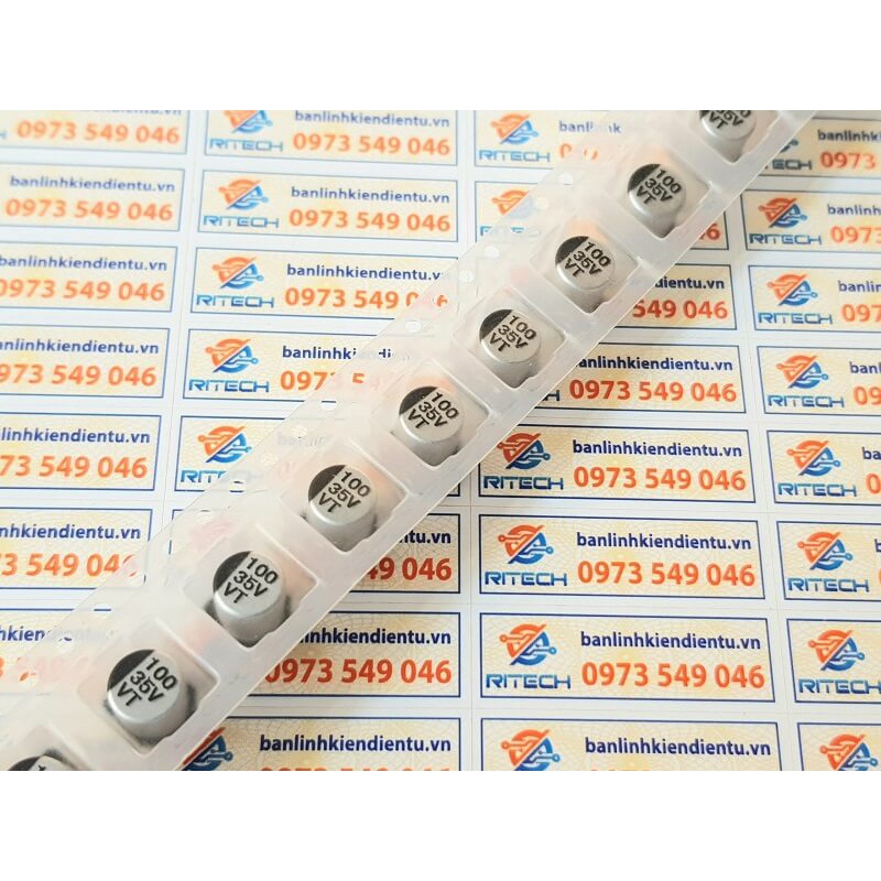 [Combo 10 chiếc] Tụ nhôm 100uF 35V kích thước 6.3×7.7mm