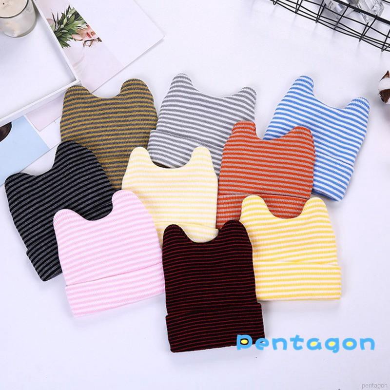 Mũ len beanie đính quả bóng xù đáng yêu cho bé