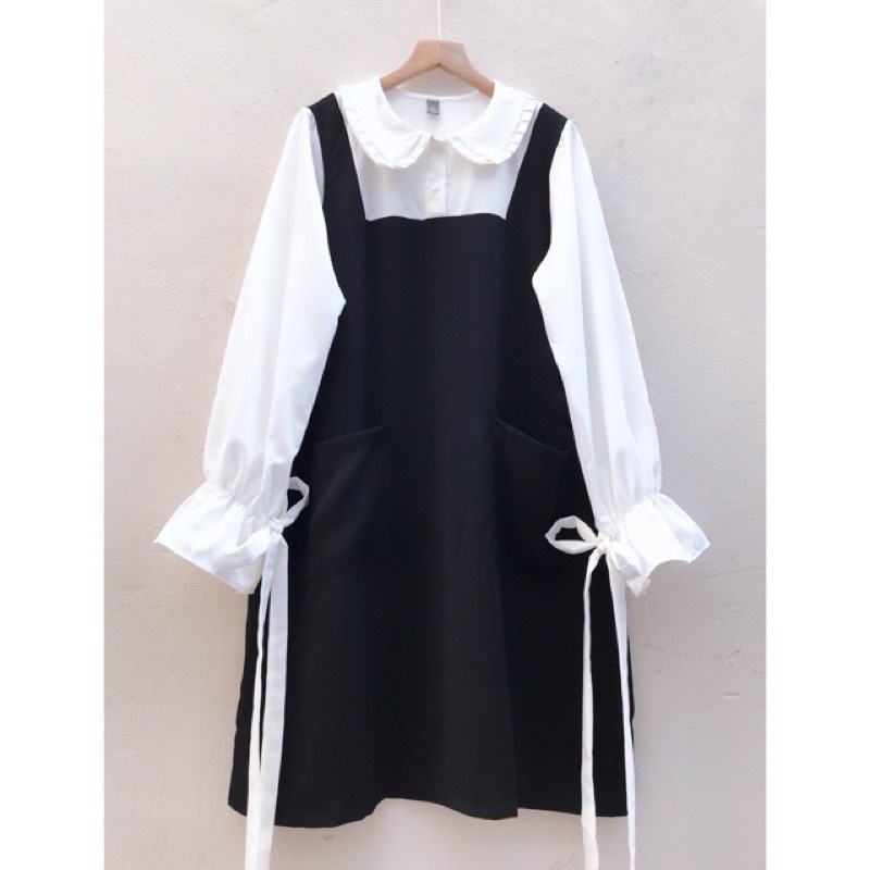 Đầm tiểu thư cổ sen tay thắt nơ form xuông - BLUE CHIC