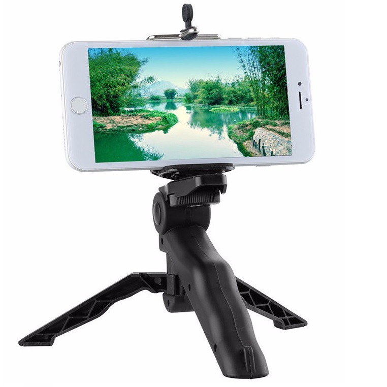 ✔️✔️ Chân Tripod Handgrip mini xếp gọn (Đen) + Gá kẹp điện thoại 001