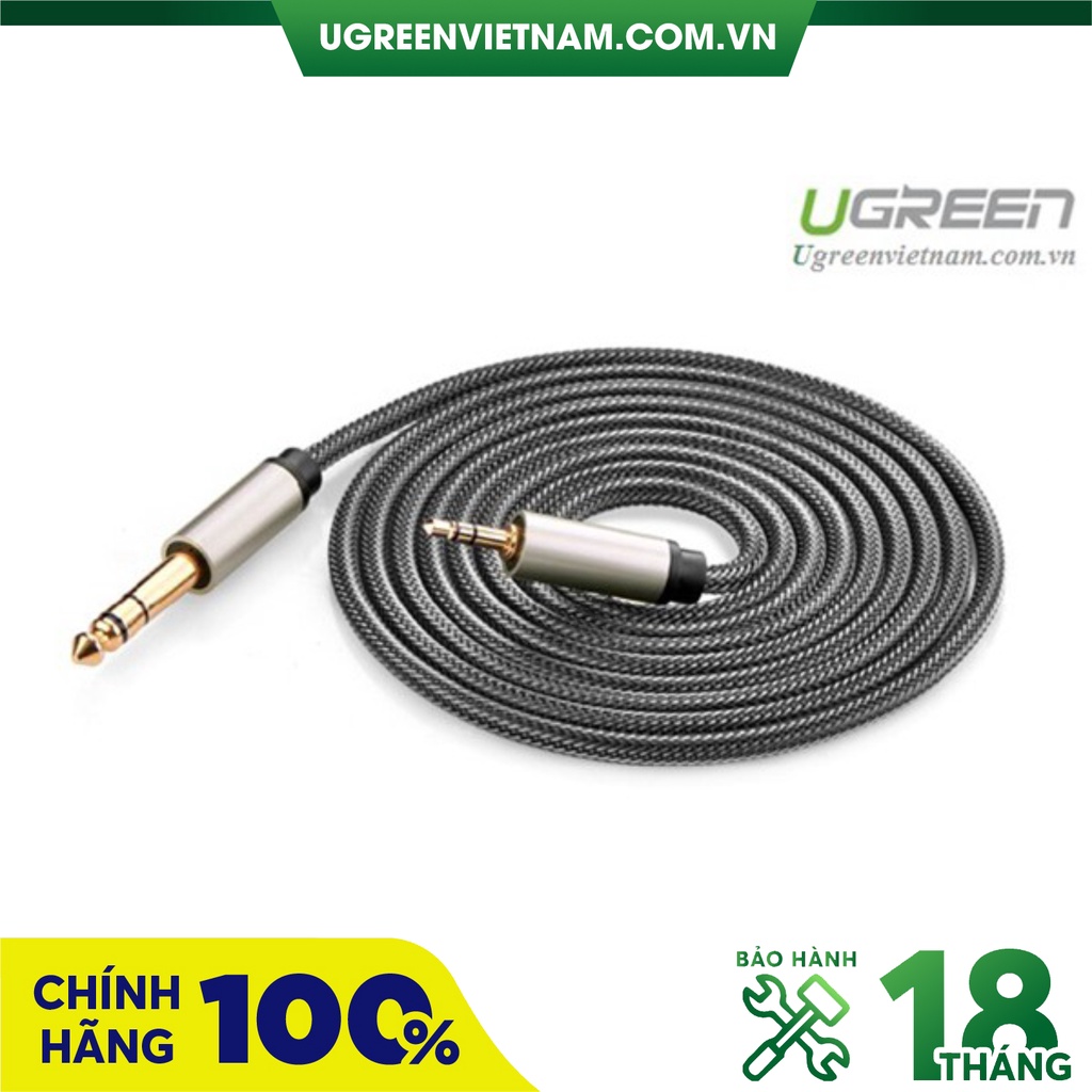 Cáp âm thanh Audio 3,5mm sang 6,5mm hai đầu dương 10M chính hãng Ugreen 10632 cao cấp