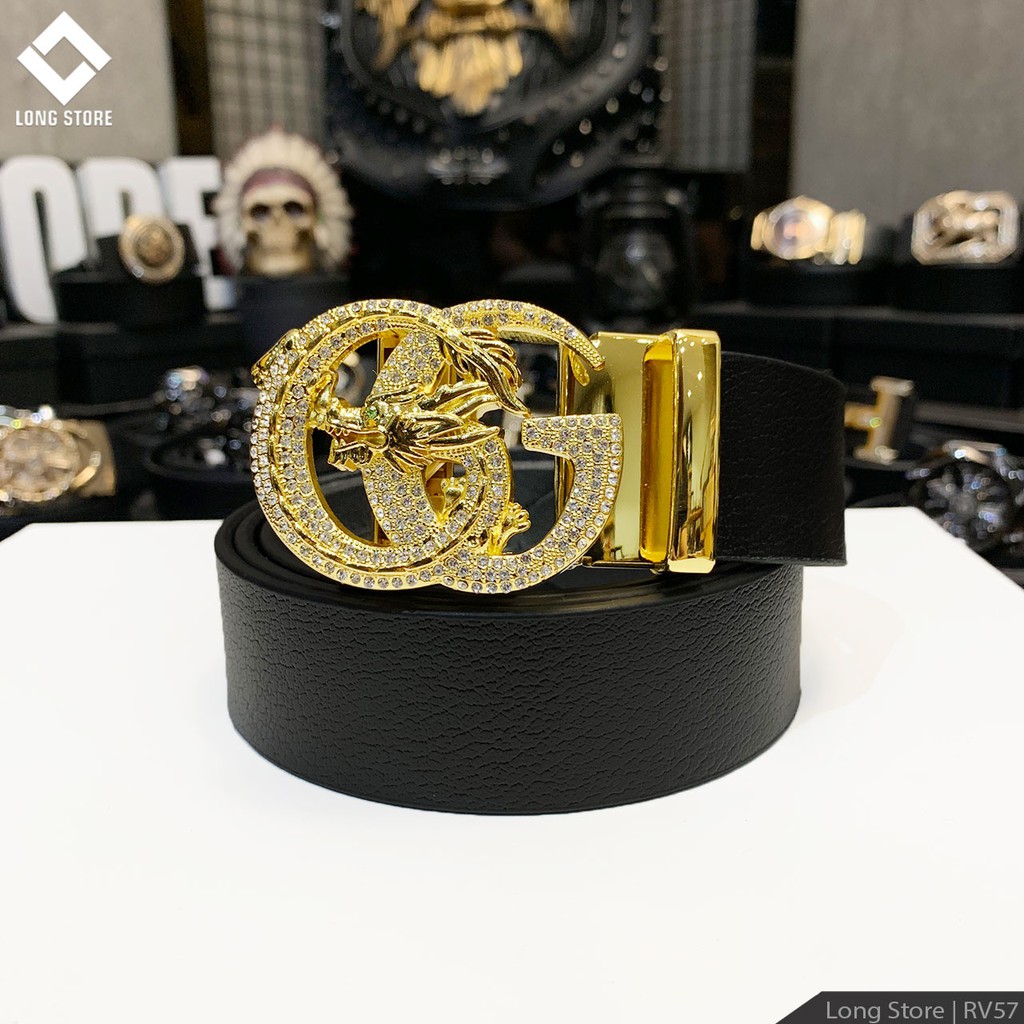Thắt lưng da nam đính đá cao cấp da thật 100% bảo hành 3 năm về da LONGSTORE