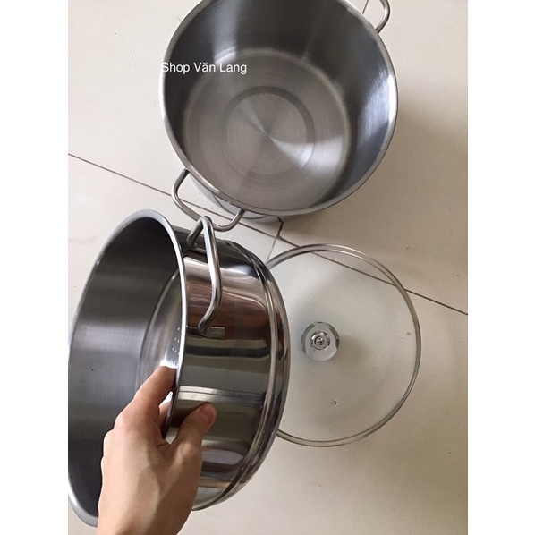 Nồi hấp 2 tầng Cook Inox 430 nắp kính cường lực size 28cm