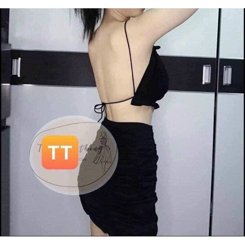 Áo yếm hở lưng có mút ngực , áo hai dây croptop mặc đi biển , đi chơi cực xinh