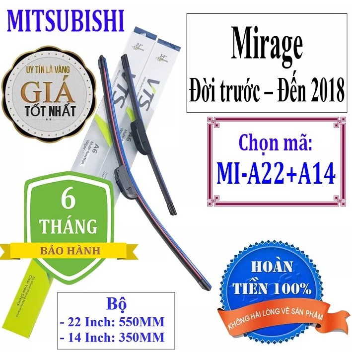 Cần gạt nước ô tô Mitsubishi Mirage Đời trước - Đến 2018 - Và các dòng xe khác của hãng Mitsubishi - vo2_store