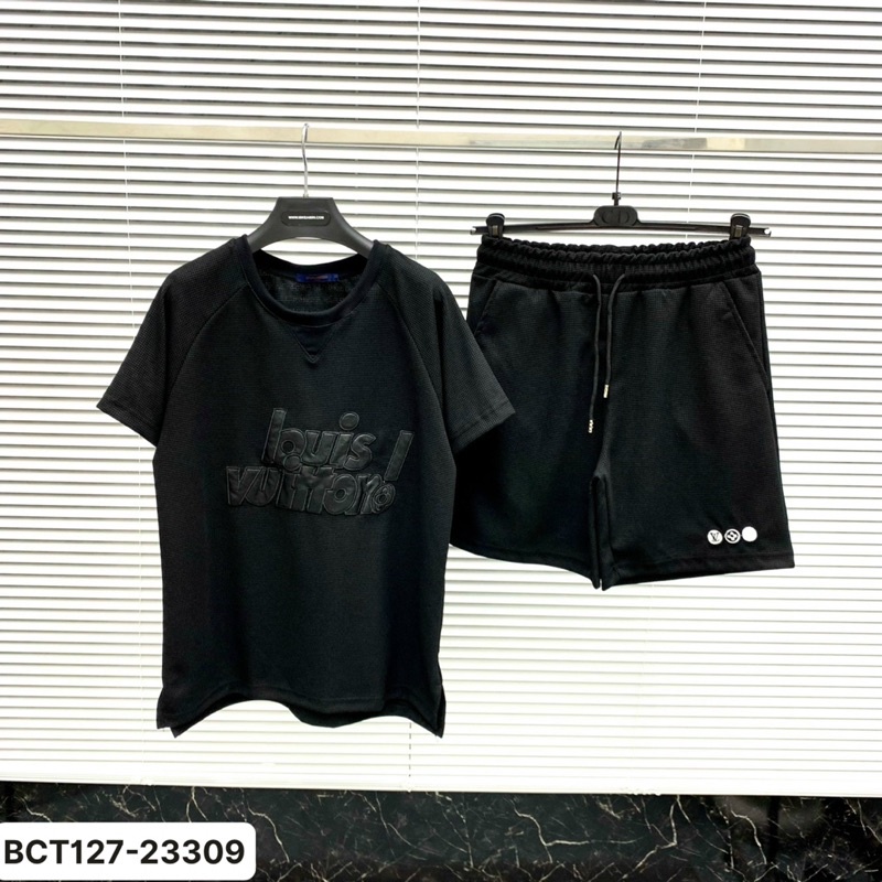 Bộ Hè Nam Cộc Tay Chất Cotton Gai Dệt Chữ Da Cao Cấp