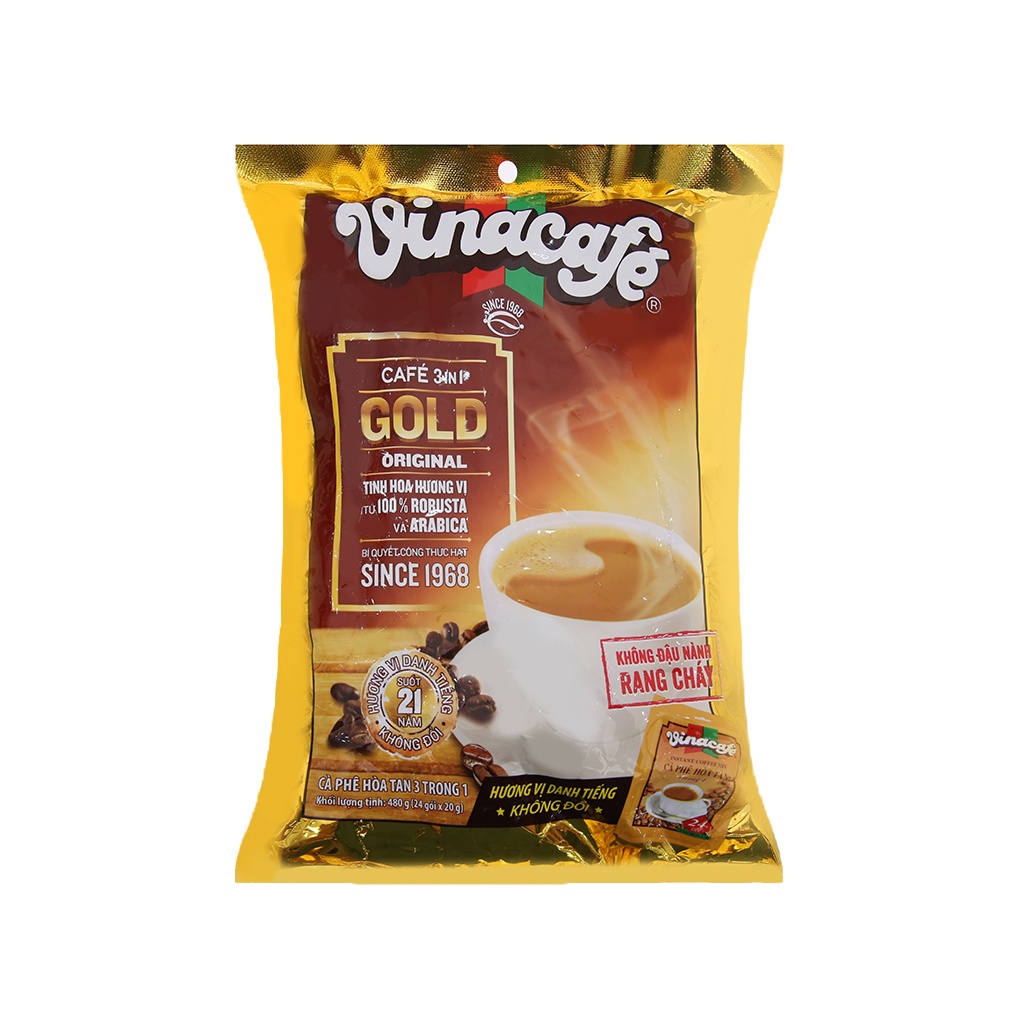 Cà Phê Hòa Tan Vinacafe 3in1 Gold Original 20g x 24 Gói