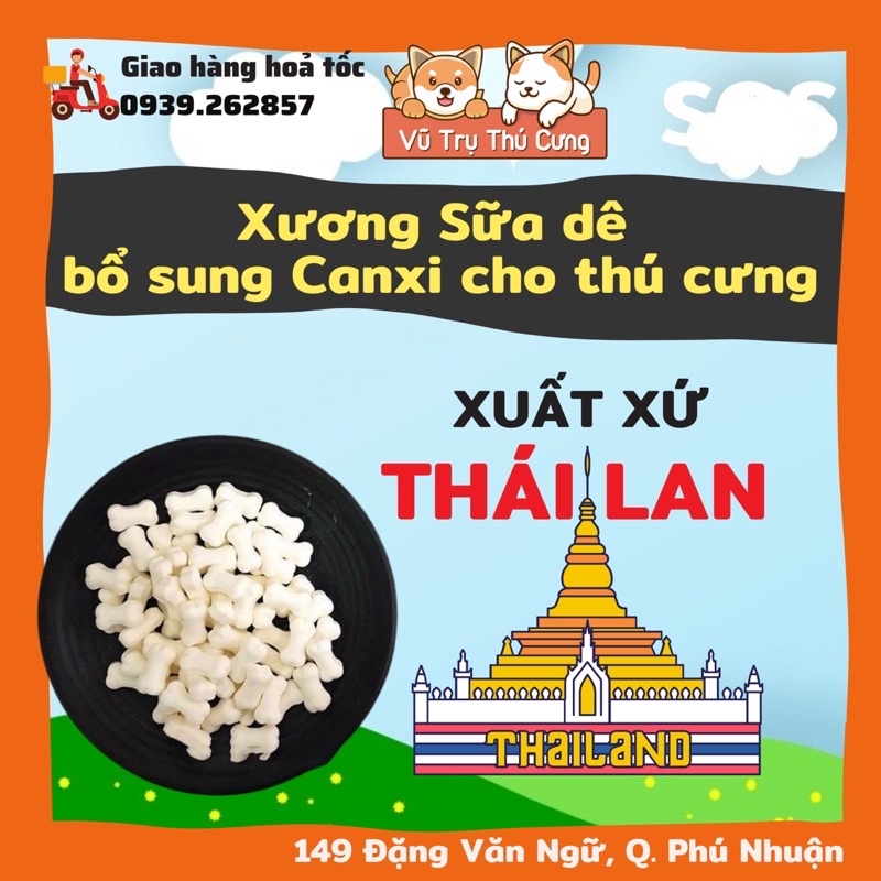 Xương thưởng sữa dê bổ sung Canxi cho thú cưng, Thái Lan, 500g