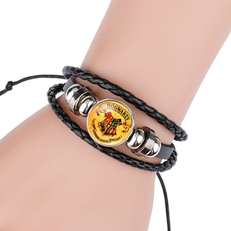 Vòng Tay Da Bò Mặt Tròn Khắc Chữ Harry Potter