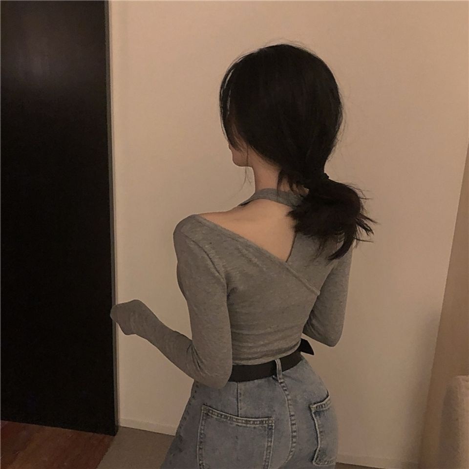 Áo thun COZOK tay dài trễ vai phong cách retro hợp thời trang