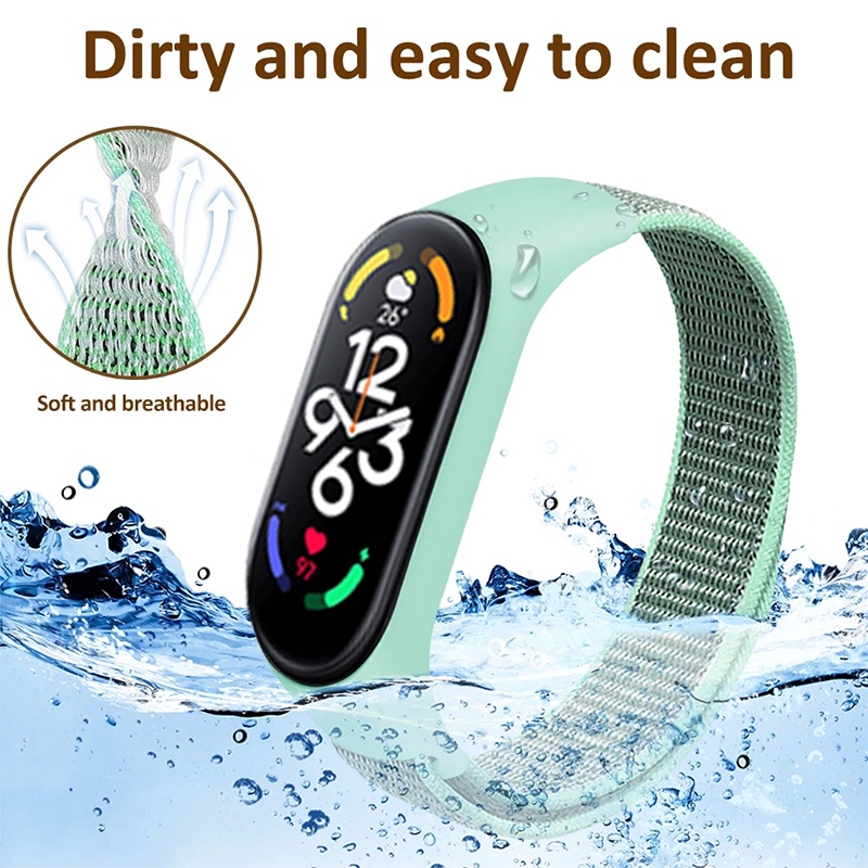 Dây đeo nylon + kính lực bảo vệ màn hình jansin cho xiaomi mi band 7 smart band mi band 7