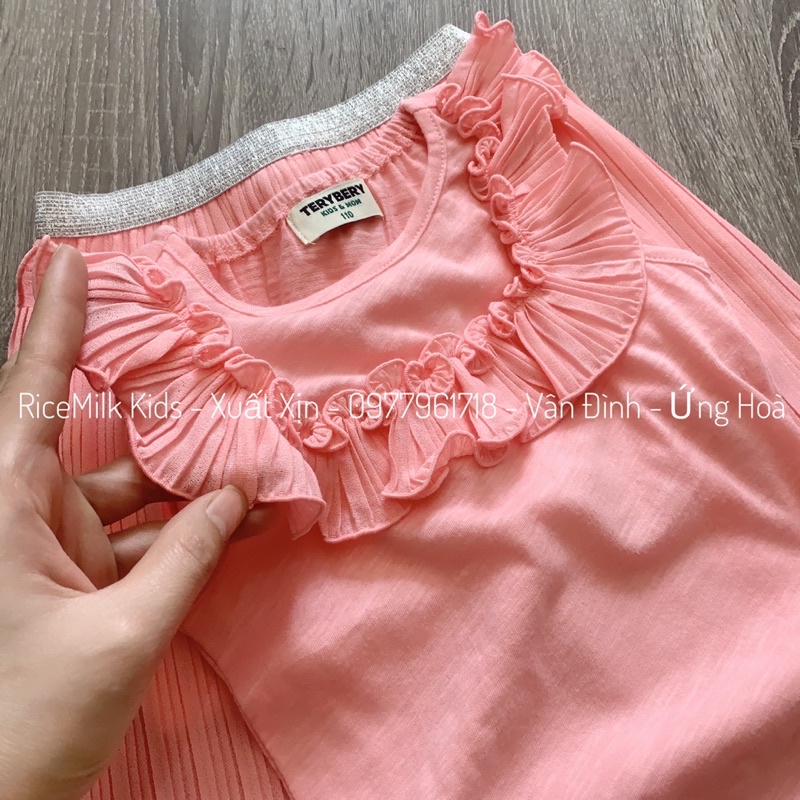 Bộ hè cotton cho bé gái màu HỒNG TERYBERY xuất dư xịn cho bé