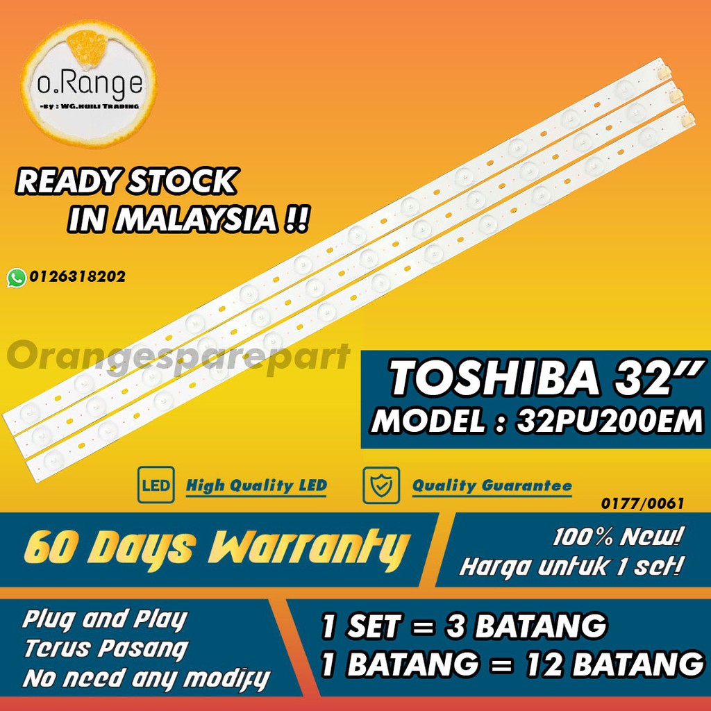 BACKLIGHT (ĐÈN TV 32PU200EM) 32 "TOSHIBA 32 INCH LED BACKLIGHT 32PU200 Mla9" (ĐÈN)
