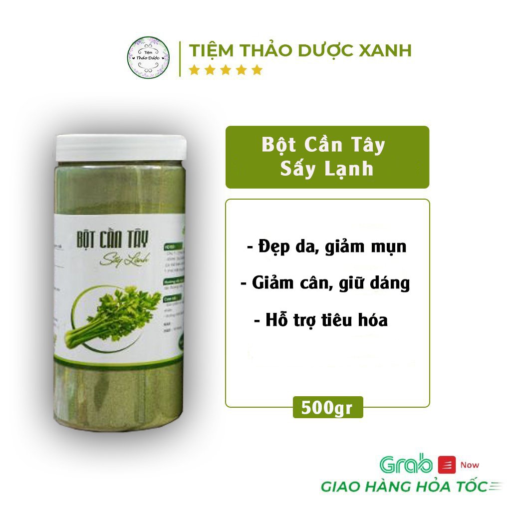 Bột cần tây, rau má sấy lạnh Tiệm Thảo Dược Xanh bột handmade tốt cho người cao huyết áp, hệ tiêu hóa - Hộp 500gr