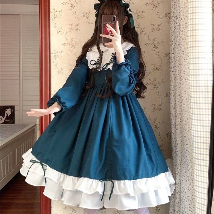 ❉♦▼Đầm Lolita Tay Dài Chất Liệu Mềm Mại Thời Trang Xuân Hè Dành Cho Nữ