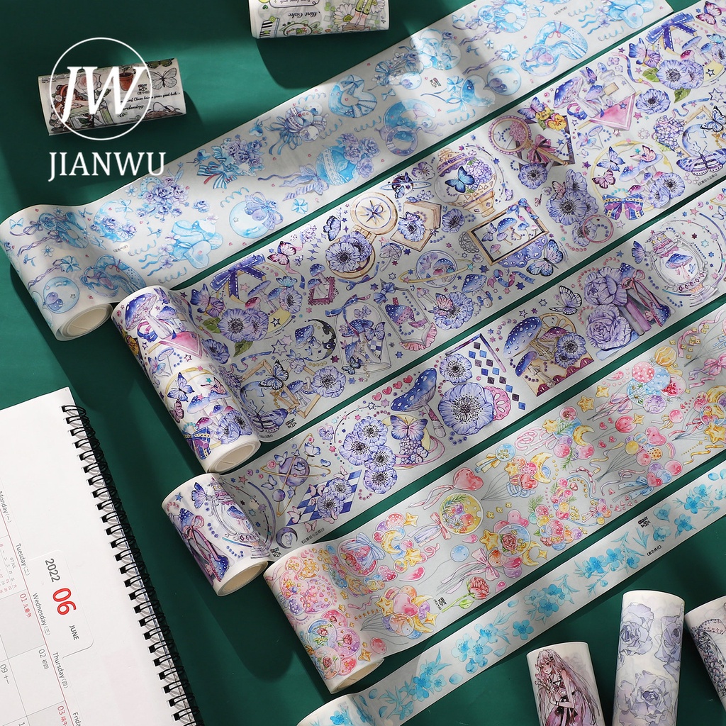 Cuộn Băng Keo PET Washi 300cm Họa Tiết Hoạt Hình Dễ Thương Trang Trí Sổ Tay DIY