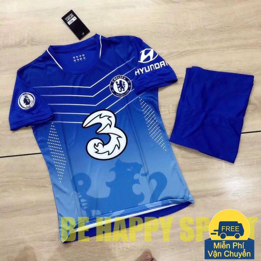 🏆 Áo Thể Thao Nam Chelsea Xanh Dương Đậm Kẻ Ngực Thoi - Quần Áo Đá Bóng PP Bởi Be Happy Sport
