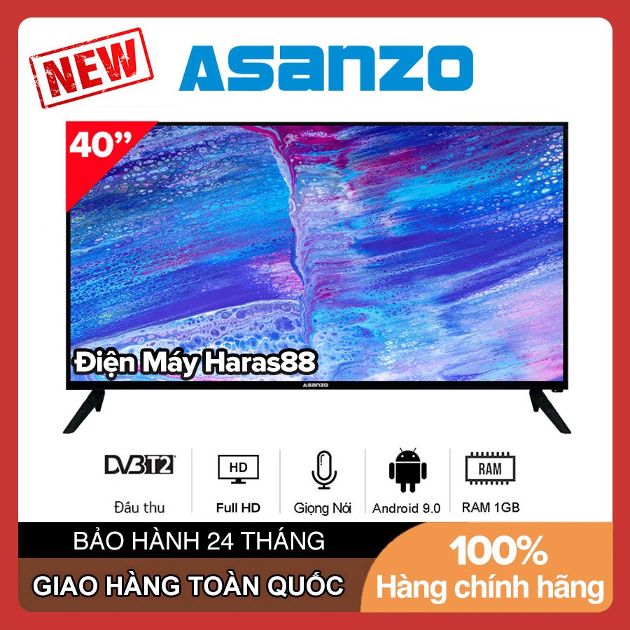 Smart Voice Tivi Asanzo 40 inch Full HD 40S53 Android 9.0, Tích hợp DVB-T2 Wifi, Tivi Giá Rẻ - Bảo Hành 2 Năm