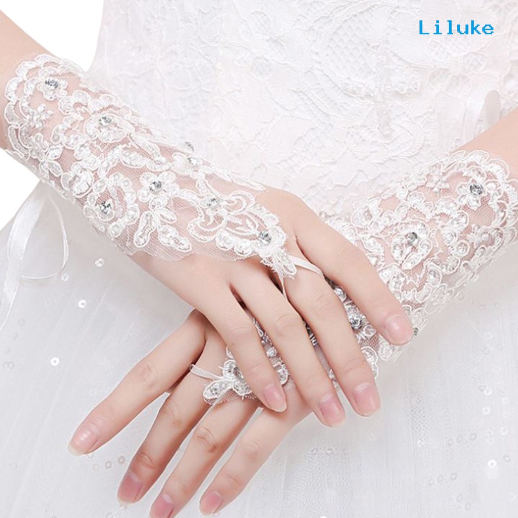 Găng Tay Ren Hở Ngón Mềm Mại Cho Cô Dâu