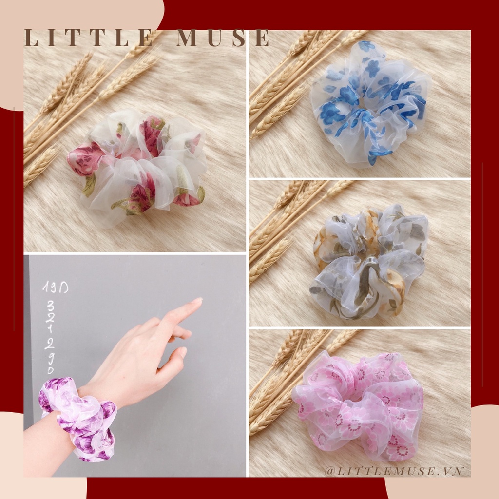 Dây cột tóc scrunchies voan hoa LITTLE MUSE