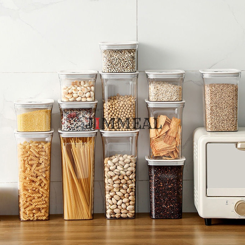 Hũ Nhựa Vuông Kín Hơi, Lọ, Hộp Nhựa Vuông Kín Hơi Đựng Hạt, Thực Phẩm, Gia Vị, Ngũ Cốc, Đồ Khô,Trong Suốt, Nắp Có Gioăng